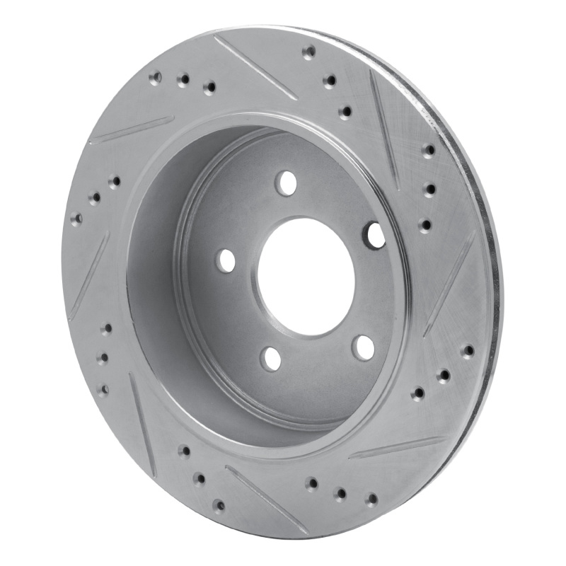 Ford Crown Victoria Brake Rotor (1) - Rear Left - R1 Concepts - Drilled & Slotted - Silver - `03-`11